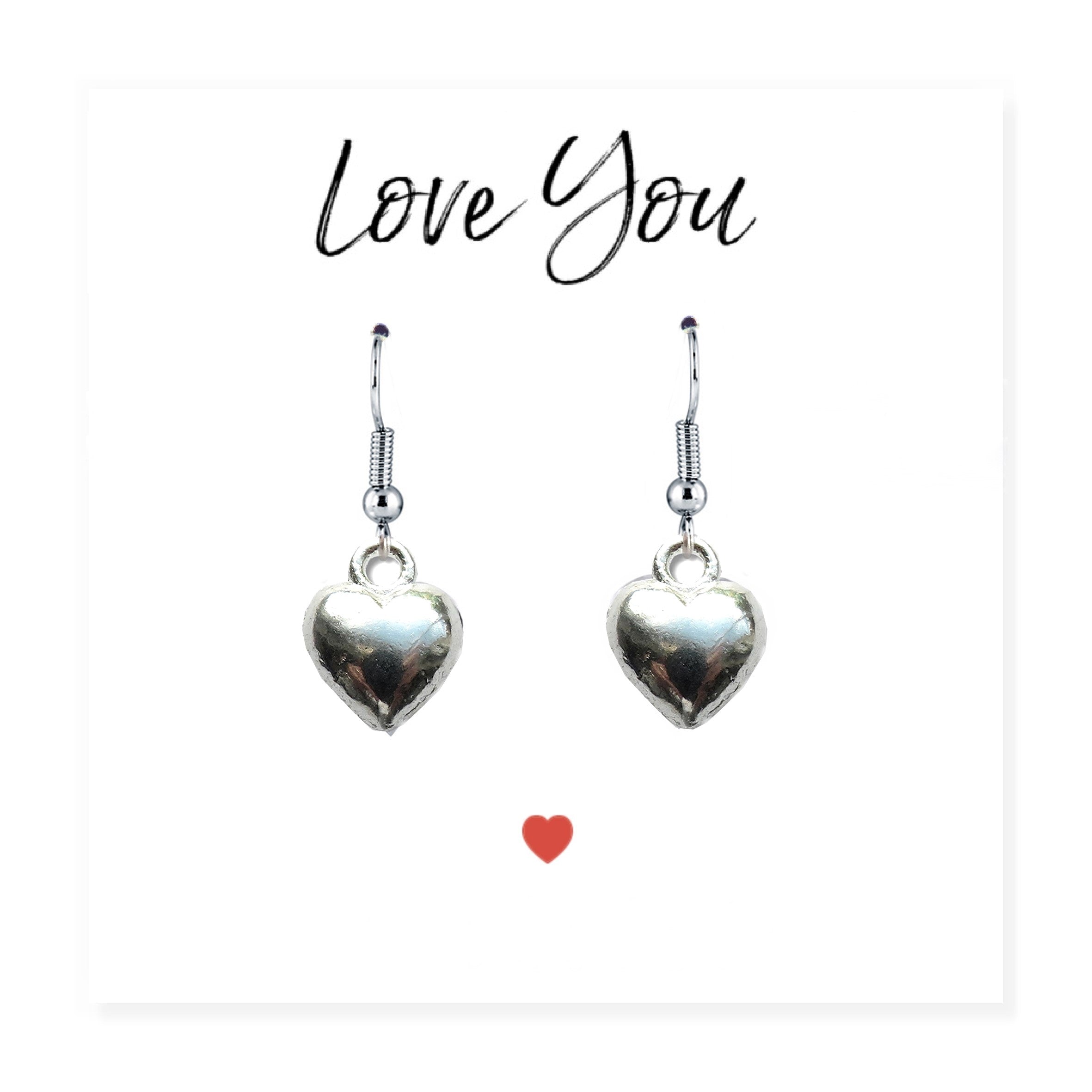Heart Earrings & Love You Gift Card - Perfect Gift for Her-3