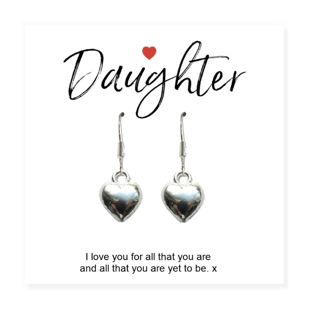 Daughter Heart Earrings with Gift Card - Perfect Gift for Any Occasion-3