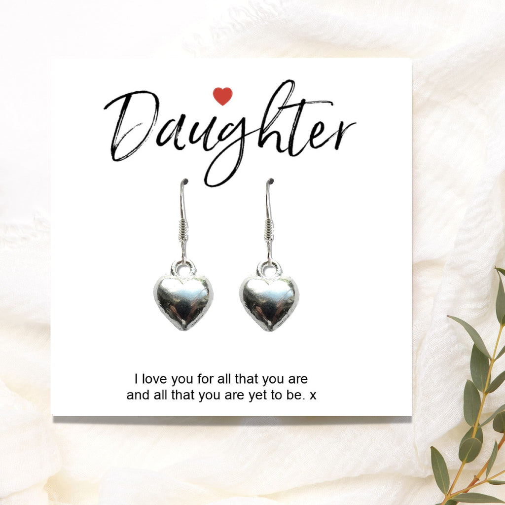 Daughter Heart Earrings with Gift Card - Perfect Gift for Any Occasion-0