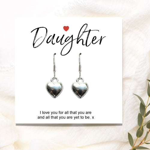 Daughter Heart Earrings with Gift Card - Perfect Gift for Any Occasion-0