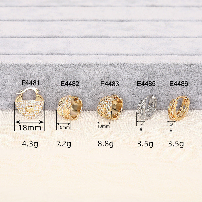 Womens Metal-Plated Heart-Shaped Hollow Floral Earrings