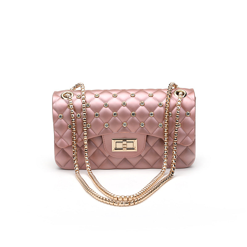 Diamond Chain One-Shoulder Diagonal Small Square Bag
