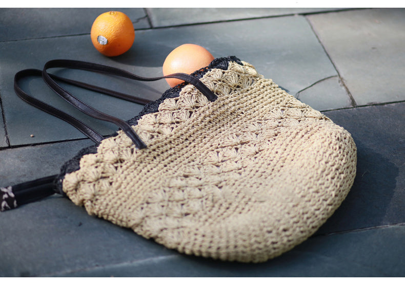 Soft Thin Paper Rope Crochet Straw Bag