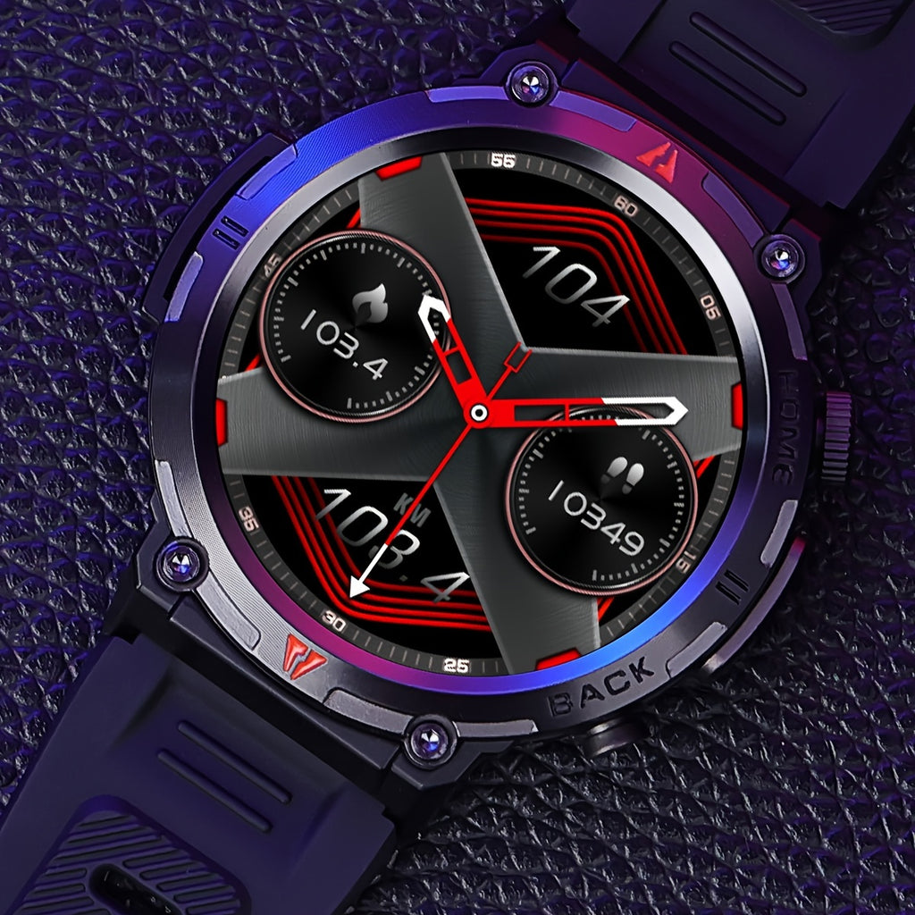 JELLOO Men'S Outdoor Sports Smartwatch with LED Flashlight, Pedometer, Call Answering, Music Control, Battery, 3ATM Waterproof, 360p Display, for iPhone & Android, Christmas Gifts For Boyfriends