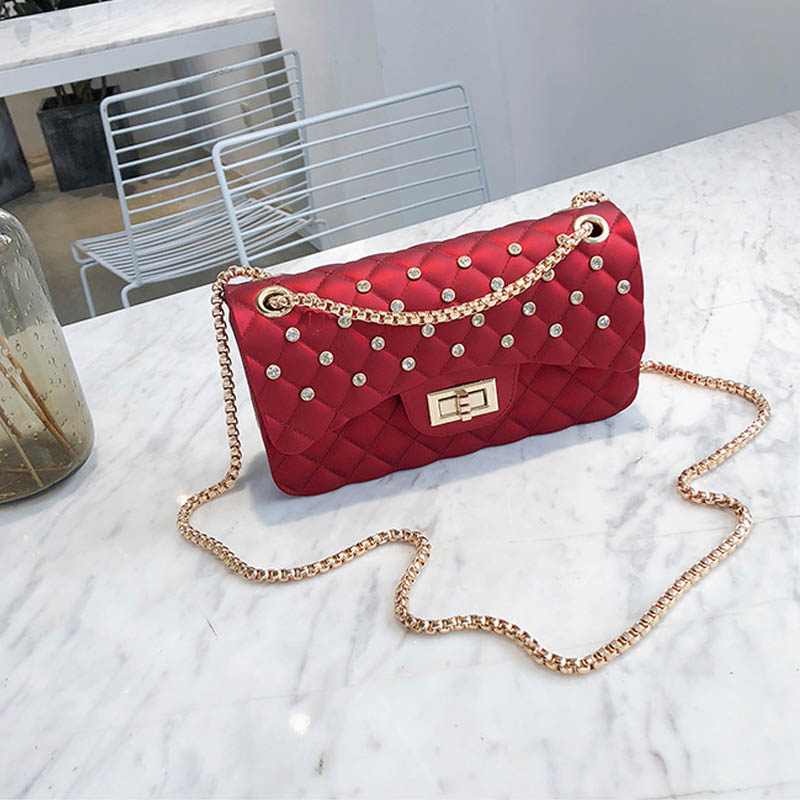 Diamond Chain One-Shoulder Diagonal Small Square Bag