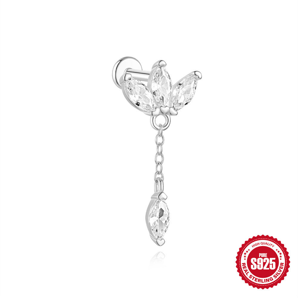 S925 Sterling Silver Stud Earrings With Diamonds For Cartilage Or Ear Bone