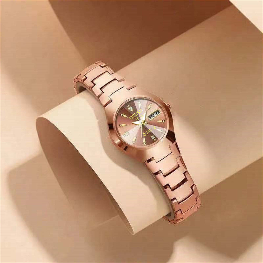 Stylish Rhinestone Dial Quartz Watch - Waterproof, Calendar, Analog Wristwatch for Daily Life, Business, Travel, and Dates