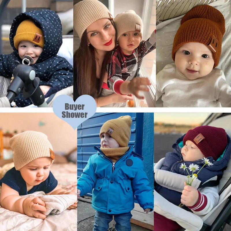 Knit Mother Kids Hat Baby Beanie for Boys Winter Baby Girl Hats Children Cap Infant Bonnet Toddler Accessories 1PC