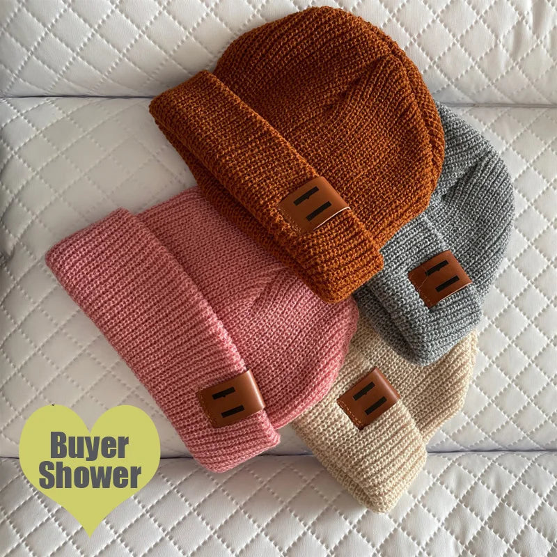 Knit Mother Kids Hat Baby Beanie for Boys Winter Baby Girl Hats Children Cap Infant Bonnet Toddler Accessories 1PC