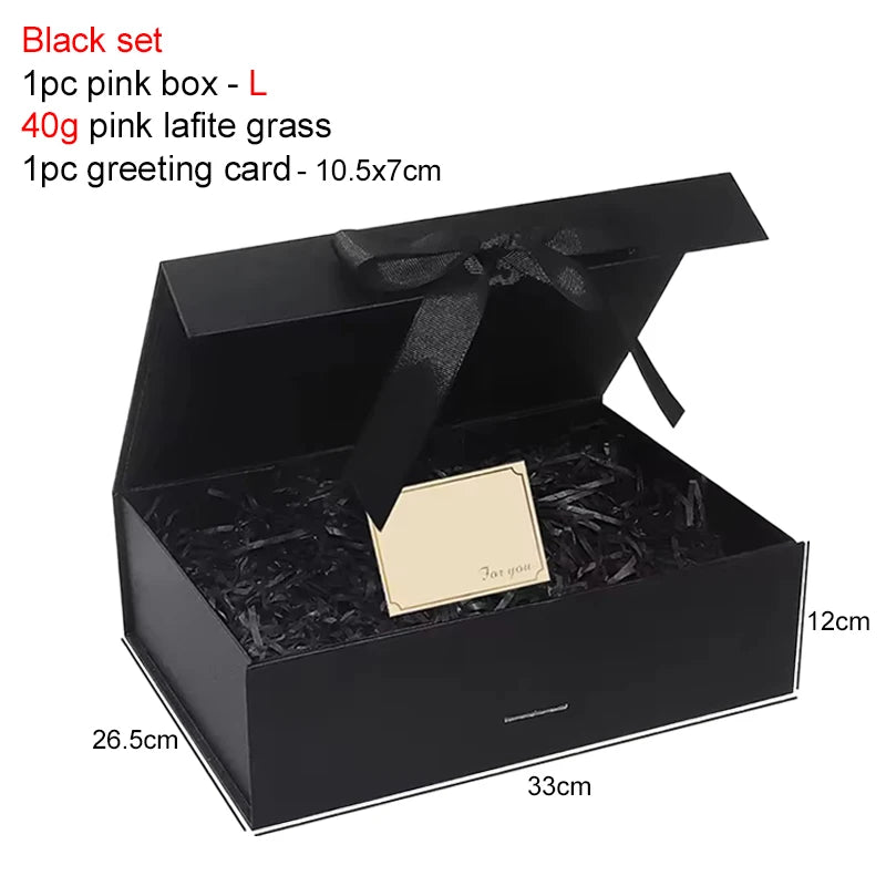 Magnetic Gift Box Kit With Lafite Grass And Greeting Cards Multiple Color Sizes Party Valentine's Day Gifts Folding Box TMZ