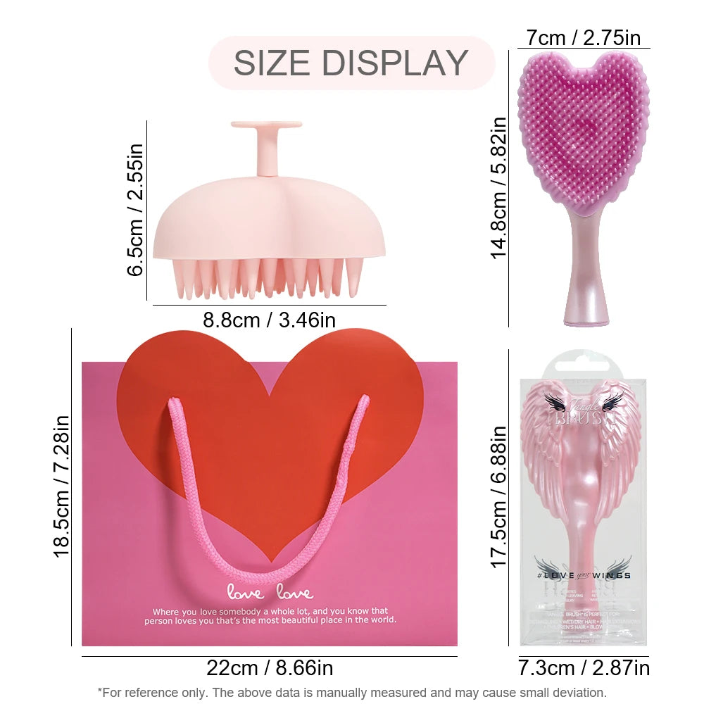 Mini Angel Detangling Hair Brush Silicone Shampoo Brush Head Scalp Massage Combs For Valentine's Day Anniversary Gifts For Woman
