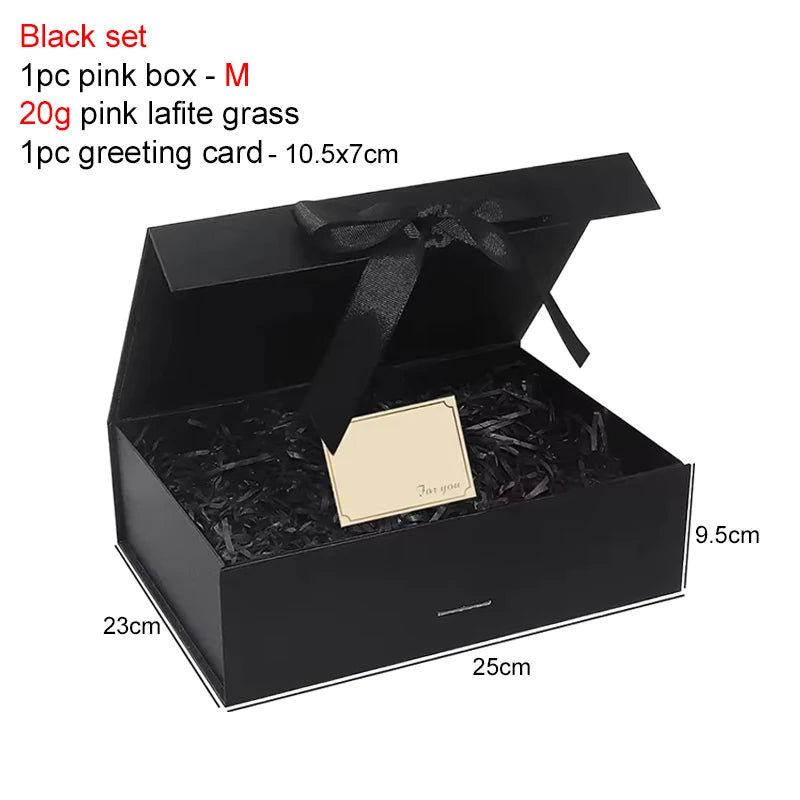 Magnetic Gift Box Kit With Lafite Grass And Greeting Cards Multiple Color Sizes Party Valentine's Day Gifts Folding Box TMZ