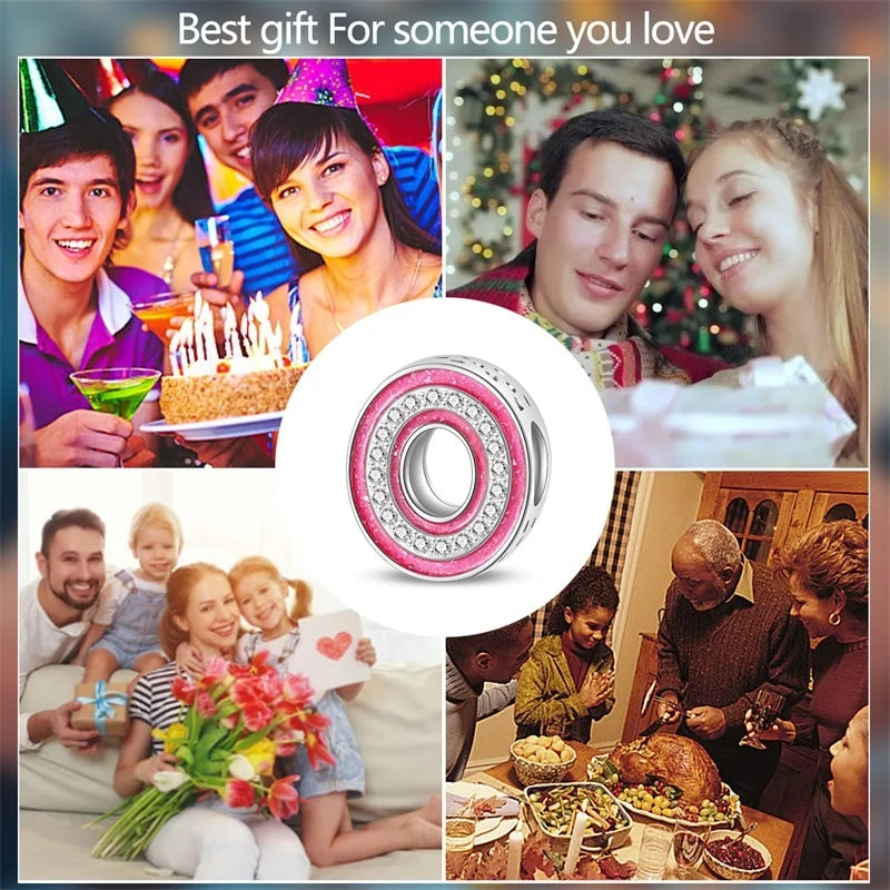 Hot Sale 925 Sterling Silver Pink 26 Letters Valentine's Day Gift Beads Suitable For Pan 925 Original Bracelet Diy Birthday