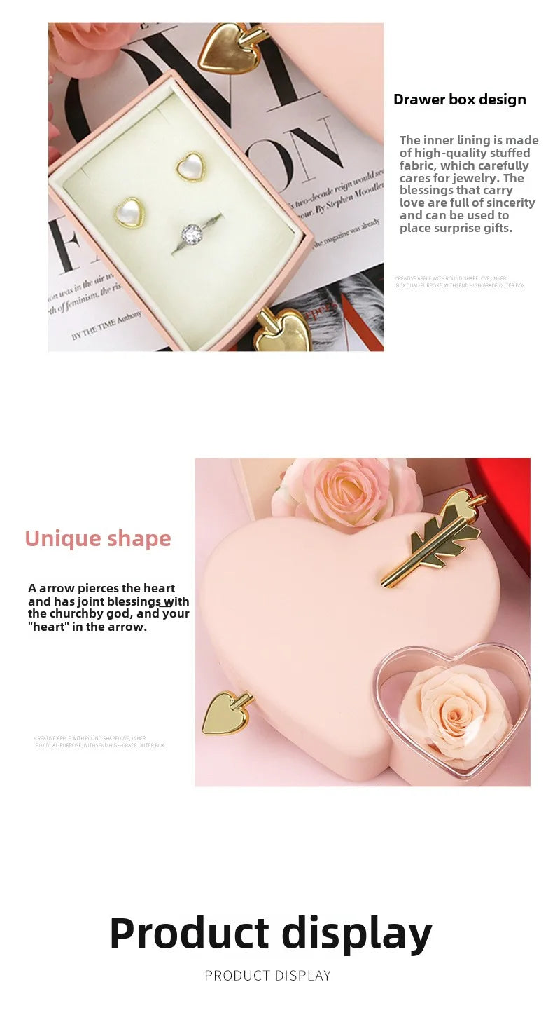 Unique Arrow-Thru-Heart Rose Ring Necklace Box Valentine's Day Creative Love Jewelry Gift Box Packaging