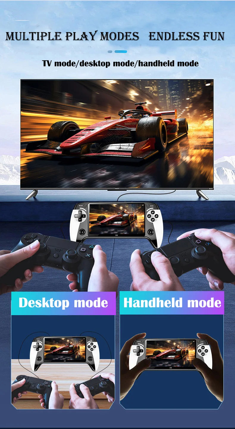 X9 portable game console, 5.5-inch HD screen, multiple languages, retro GBA Arcade video, 8 simulators with 360° non-slip joysti