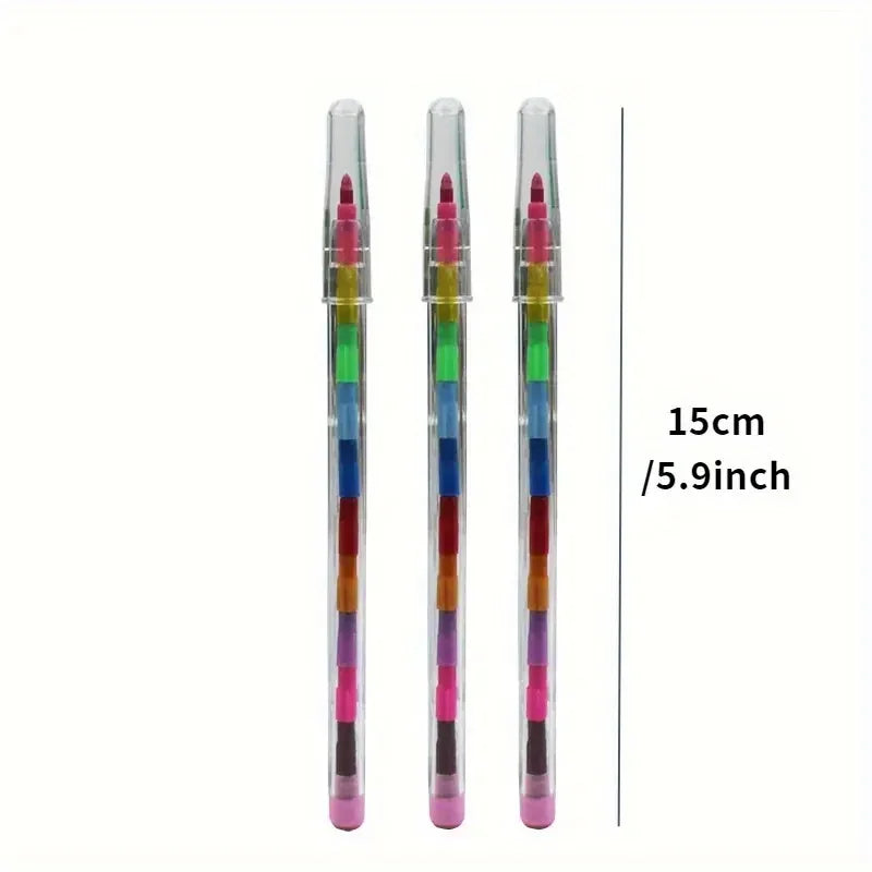 10pcs Stackable Crayons Pencil Colorful Painting Graffiti Kid Party Supplies Birthday Gift Kindergarten School Teacher Prizes