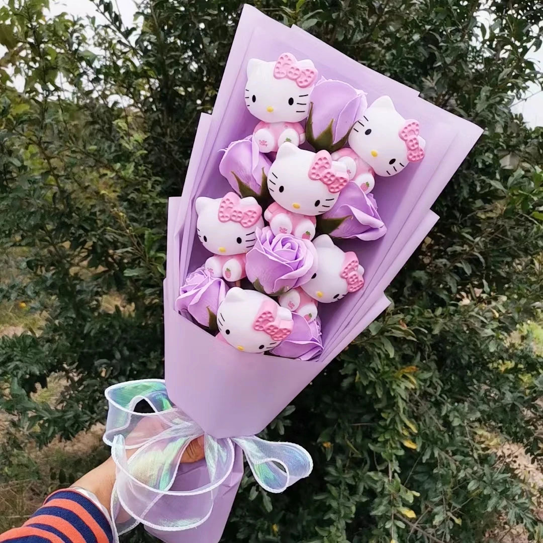 Hello Kitty Plush Doll Bouquet Sanrio Christmas Gifts Cartoon Kt Cat Stuffed Plushies Woman Valentine's Day Birthday Kids Gifts
