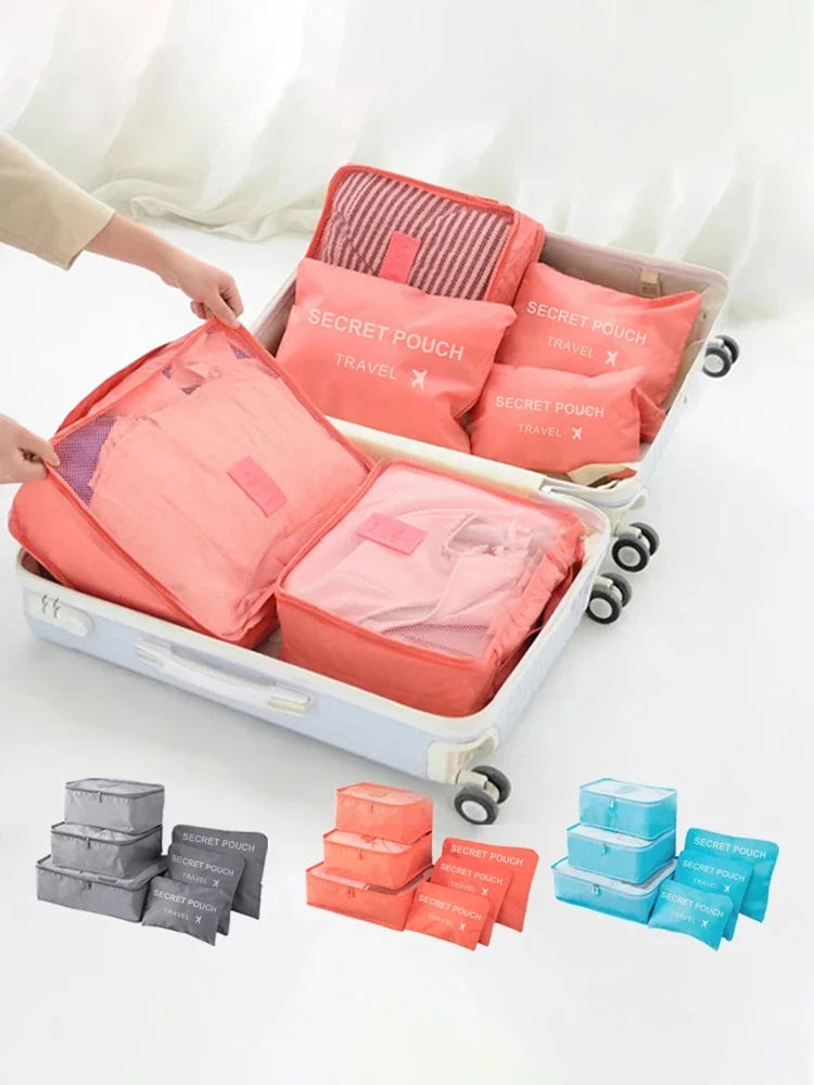 6pcs Travel Organizer Set - Durable Oxford Fabric, Fashionable Women's Packing Cubes For Clothes & Underwear, Hand Washable