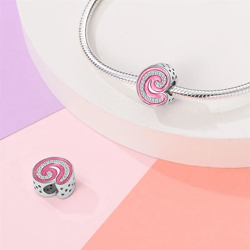 Hot Sale 925 Sterling Silver Pink 26 Letters Valentine's Day Gift Beads Suitable For Pan 925 Original Bracelet Diy Birthday