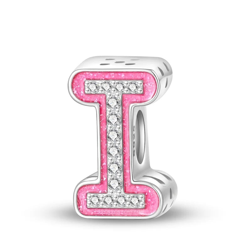 Hot Sale 925 Sterling Silver Pink 26 Letters Valentine's Day Gift Beads Suitable For Pan 925 Original Bracelet Diy Birthday