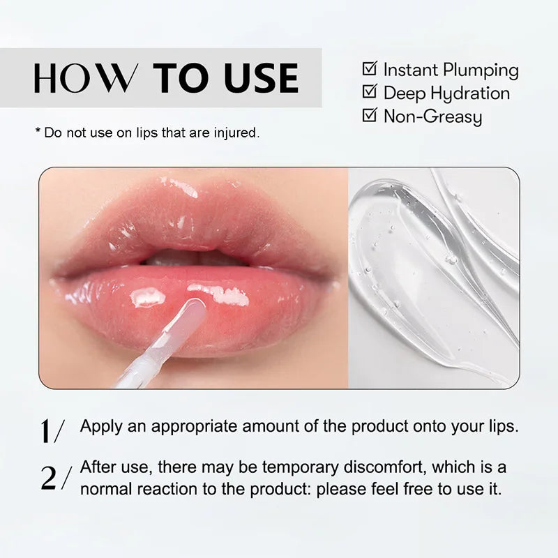 Korean Lip Plumper Oil,Hydrating Volumizing Clear High-Shine Lip Gloss,Microneedling Effect,Long-Lasting Moisture Lipgloss