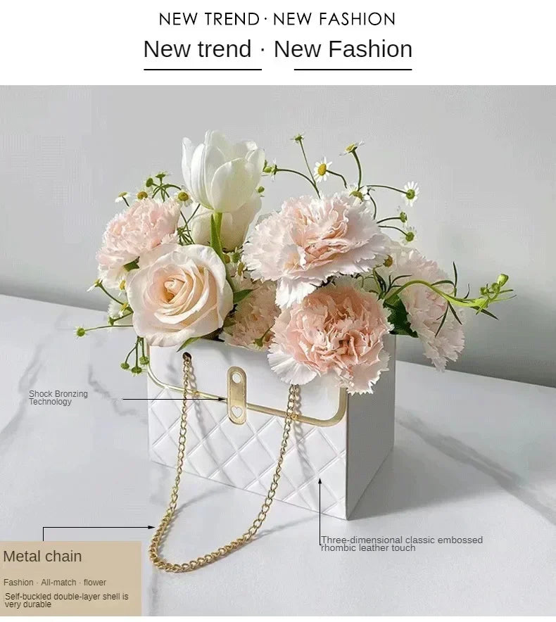 Flower Paper Gift Bags Bouquet Tote Bags Flower Packaging Box Birthday Bouquet Tote Bags Valentine's Day Gift Bags