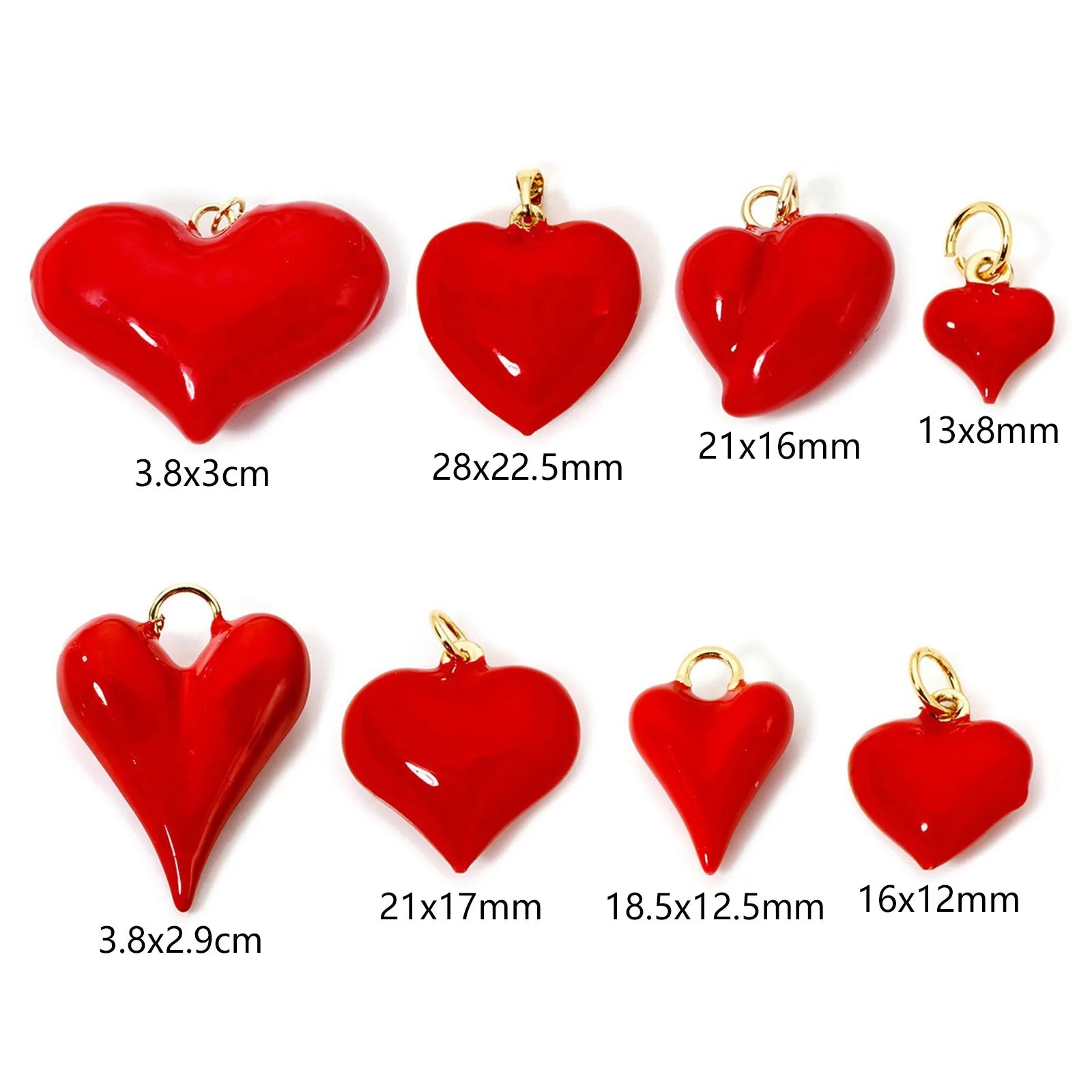 2pcs Brass Charms Valentine's Day Red Heart Enamel Pendants For Women Wedding Party DIY Necklace Earrings Jewelry Findings Gift