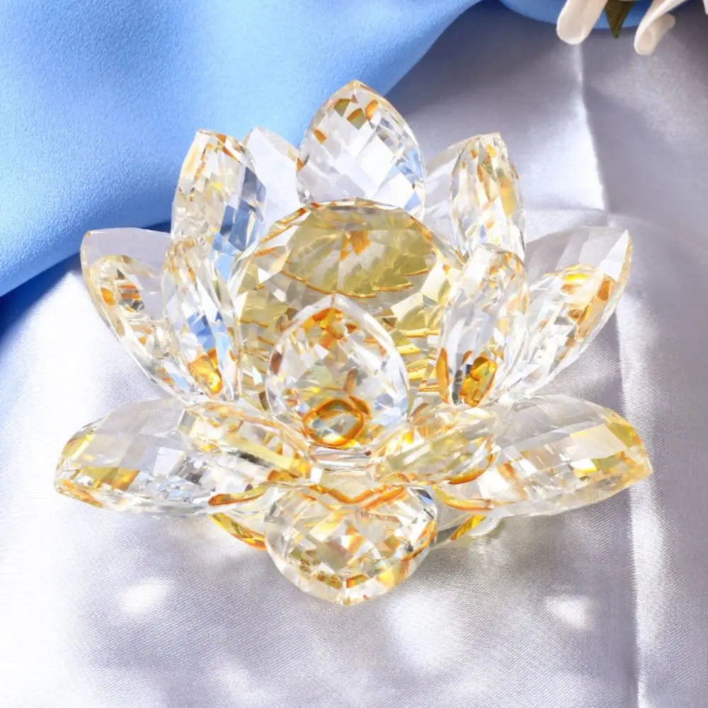 Feng shui Quartz Crystal Lotus Flower Crafts Glass Paperweight Ornaments Figurines Home Wedding Party Decor Gifts Souvenir