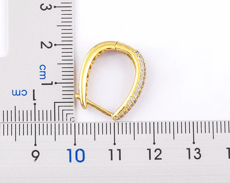 Nidin Creative U Shape Design 3 Colors Fashion Cubic Zirconia Hoop Earrings Crystal Ear Buckle Jewelry for Valentine's Day Gift