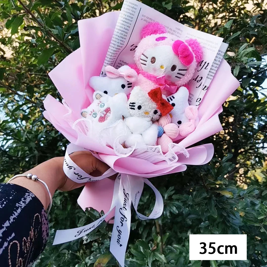 Hello Kitty Plush Doll Bouquet Sanrio Christmas Gifts Cartoon Kt Cat Stuffed Plushies Woman Valentine's Day Birthday Kids Gifts