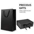 3pcs Black Magnetic Gift Box with Lid Ribbons Paper Bags Shredded Paper Filler for Valentine's Day Presents Packaging Box