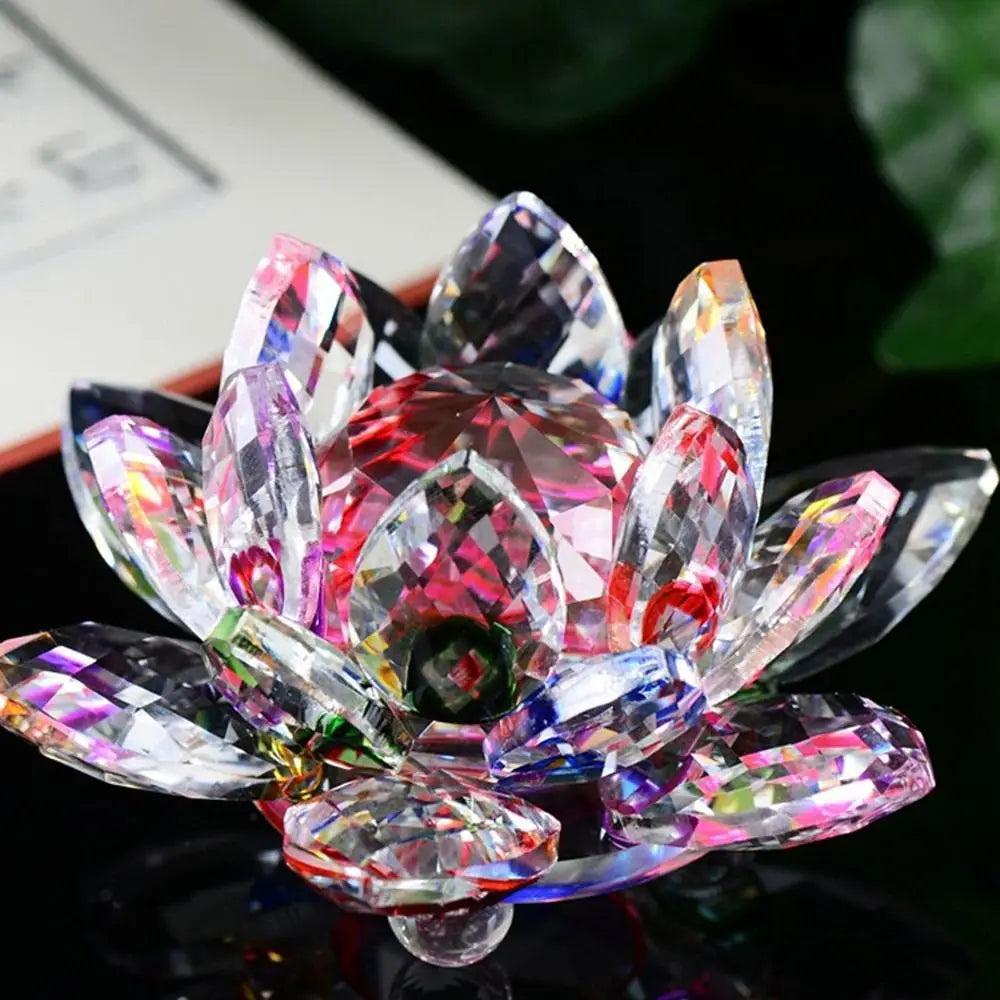 Feng shui Quartz Crystal Lotus Flower Crafts Glass Paperweight Ornaments Figurines Home Wedding Party Decor Gifts Souvenir