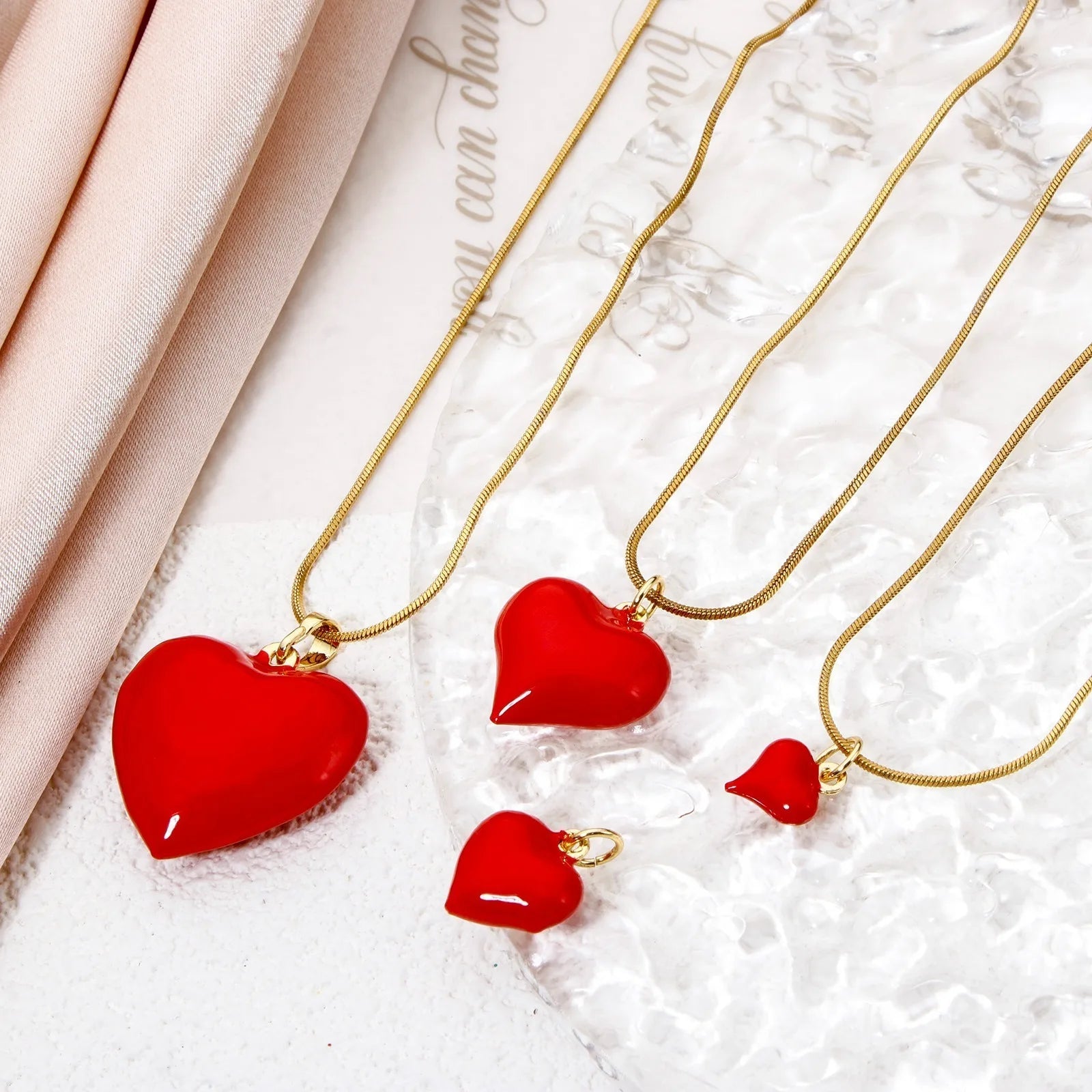 2pcs Brass Charms Valentine's Day Red Heart Enamel Pendants For Women Wedding Party DIY Necklace Earrings Jewelry Findings Gift