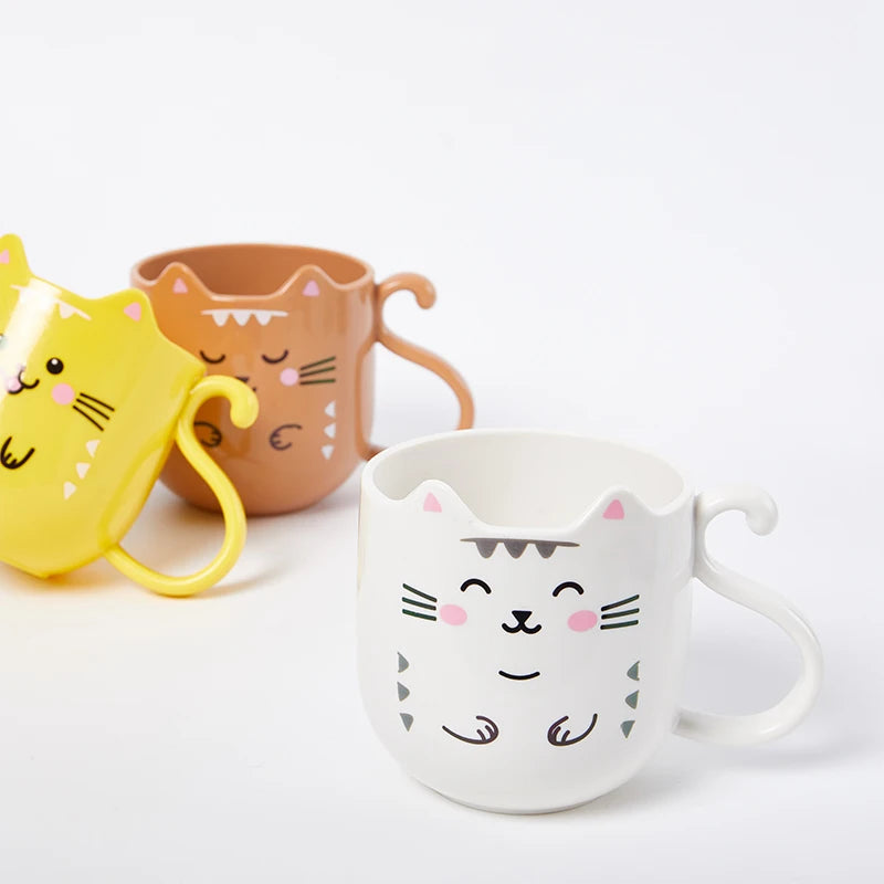 Cute Cat Mouthwash mug Toothbrush Cup Home Travel Cartoon Thickened Wash Cup Plastic mugs