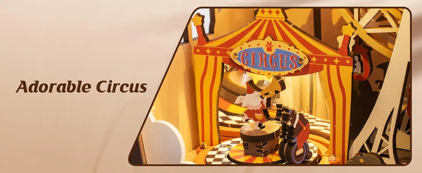 Robotime Rolife Music Box Sunset Carnival with Light 3D Wooden Puzzle  Kits Toys for Children Kids Birthday Gifts AMT01