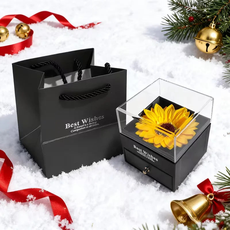 1pc Imitation Flower Gift Box, Sunflower Necklace Gift Box, Valentine's Day Gift, Anniversary, Mother, Girlfriend, Wife