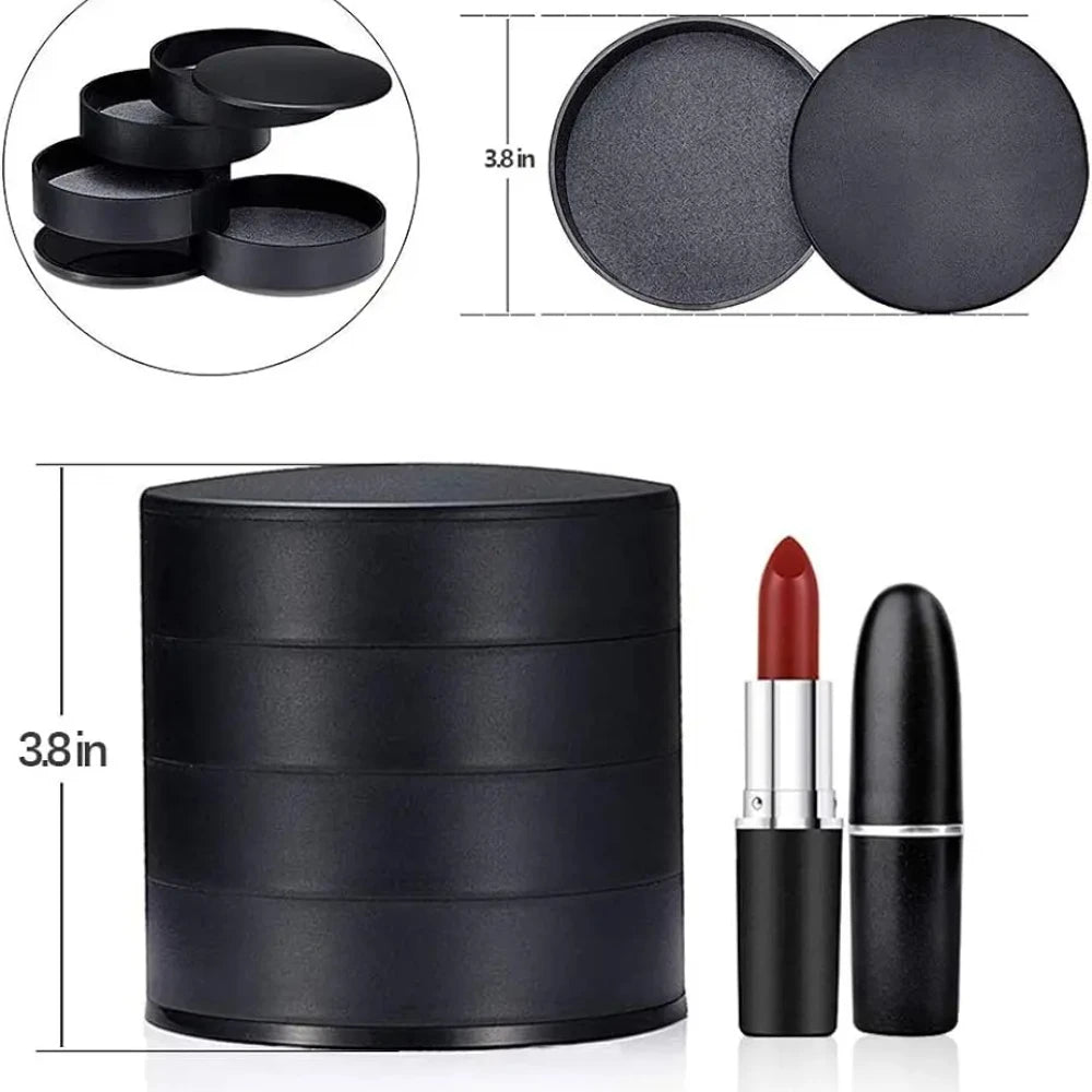 4 Layers Rotating Jewellery Storage Box Women Necklace Desk Organizer Earring Holder Travel with Lid for Ring Bracelet  Storage