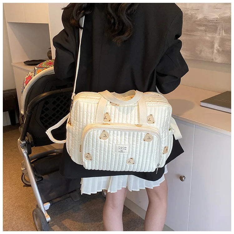 Large Mommy Bag Baby Organizer Maternity Pack Diaper Handbag Embroidered Women Shoulder Crossbody Bag Hospital Travel Mother Kid