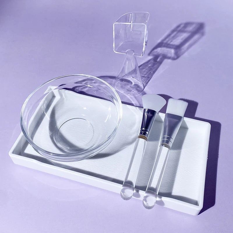 Skin Care DIY Mask Set Clear Rod Mud Mixing Bowl Spoon Set Soft Applicator Brushes for Face Deep Cleaning Portable Beauty Tools