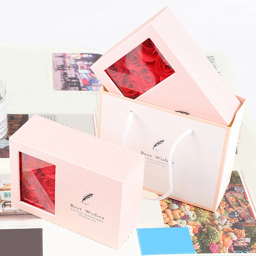 6-Rose Bouquet Jewelry Gift Box with Openable Compartment for Rings Necklaces Earrings - Valentine's Day 520 Romantic Present