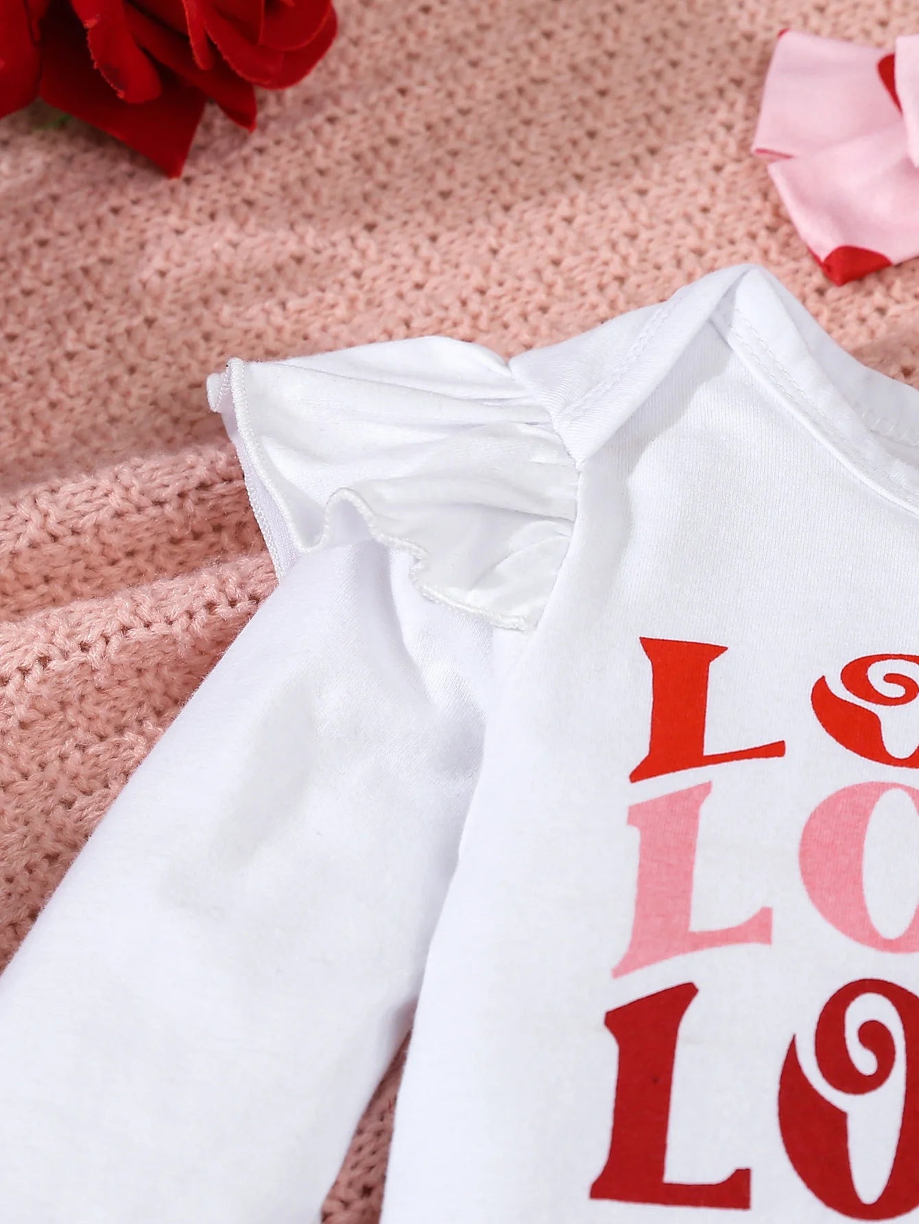 Newborn Baby Girl Clothing Set Letter Print Jumpsuit Heart Bell-bottoms  Headband 3pcs Toddler Baby Girl Clothes Valentine's Day