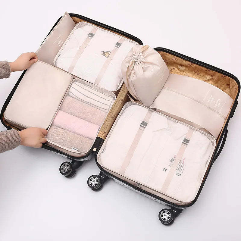7Pcs/set Travel Storage Bag Set Travel Luggage Organizer Bags Toiletry Shoe Clothing Underwear Sorting Bag
