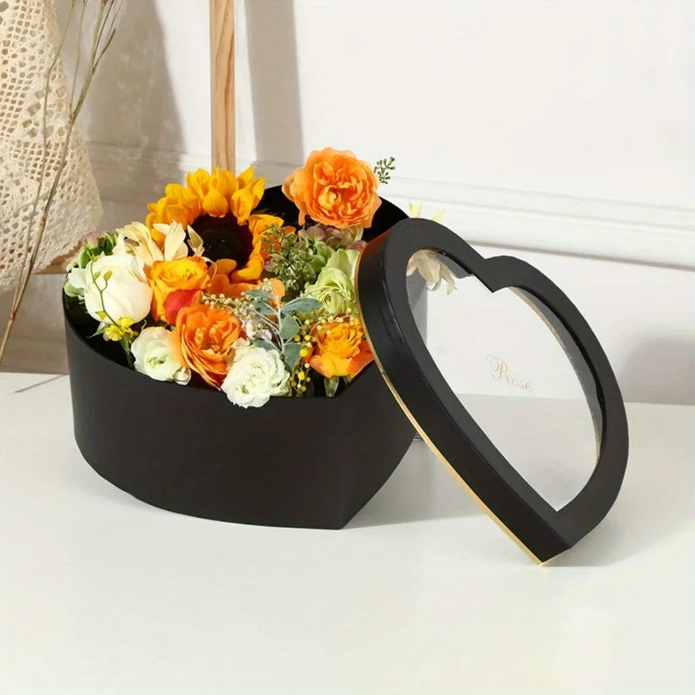 1PC Heart Shaped Flower Box Transparent Floral Gift Box With Lid Multifunctional Cookies Package Case Valentine'S Day Gift Box