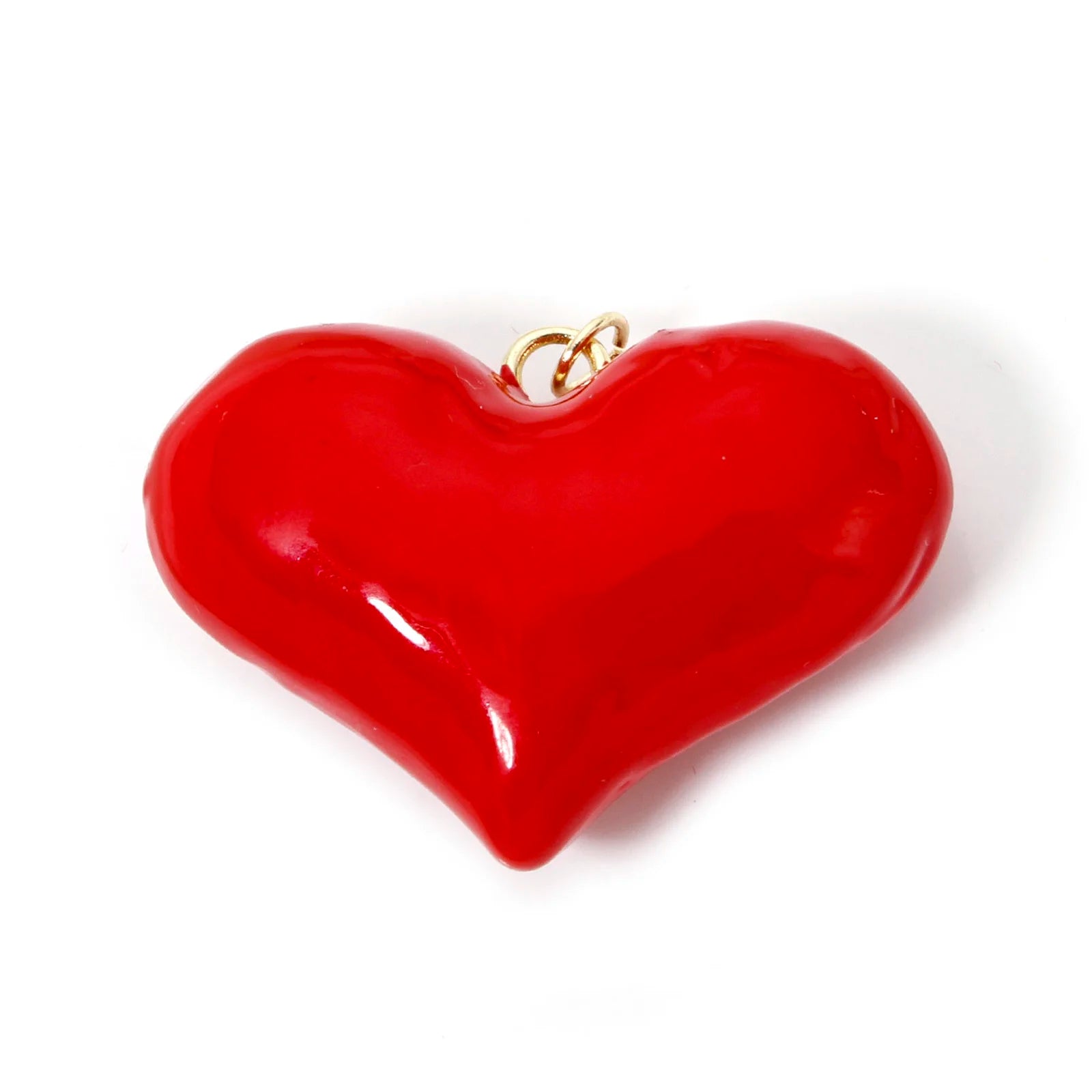 2pcs Brass Charms Valentine's Day Red Heart Enamel Pendants For Women Wedding Party DIY Necklace Earrings Jewelry Findings Gift