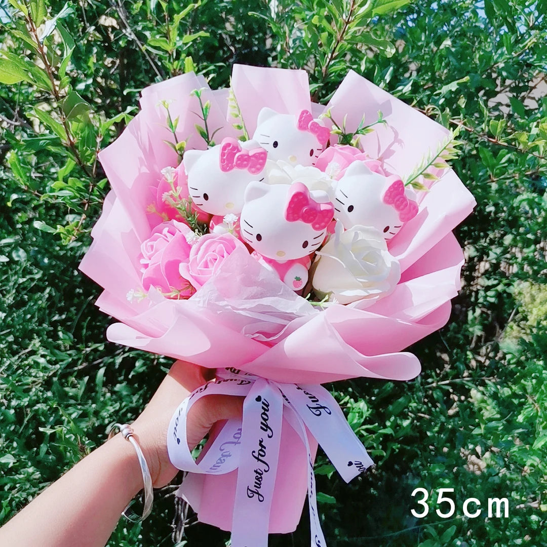 Hello Kitty Plush Doll Bouquet Sanrio Christmas Gifts Cartoon Kt Cat Stuffed Plushies Woman Valentine's Day Birthday Kids Gifts