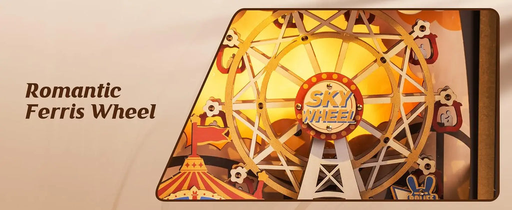 Robotime Rolife Music Box Sunset Carnival with Light 3D Wooden Puzzle  Kits Toys for Children Kids Birthday Gifts AMT01
