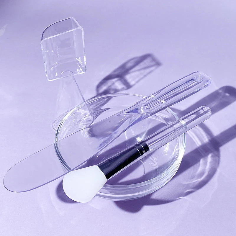 Skin Care DIY Mask Set Clear Rod Mud Mixing Bowl Spoon Set Soft Applicator Brushes for Face Deep Cleaning Portable Beauty Tools