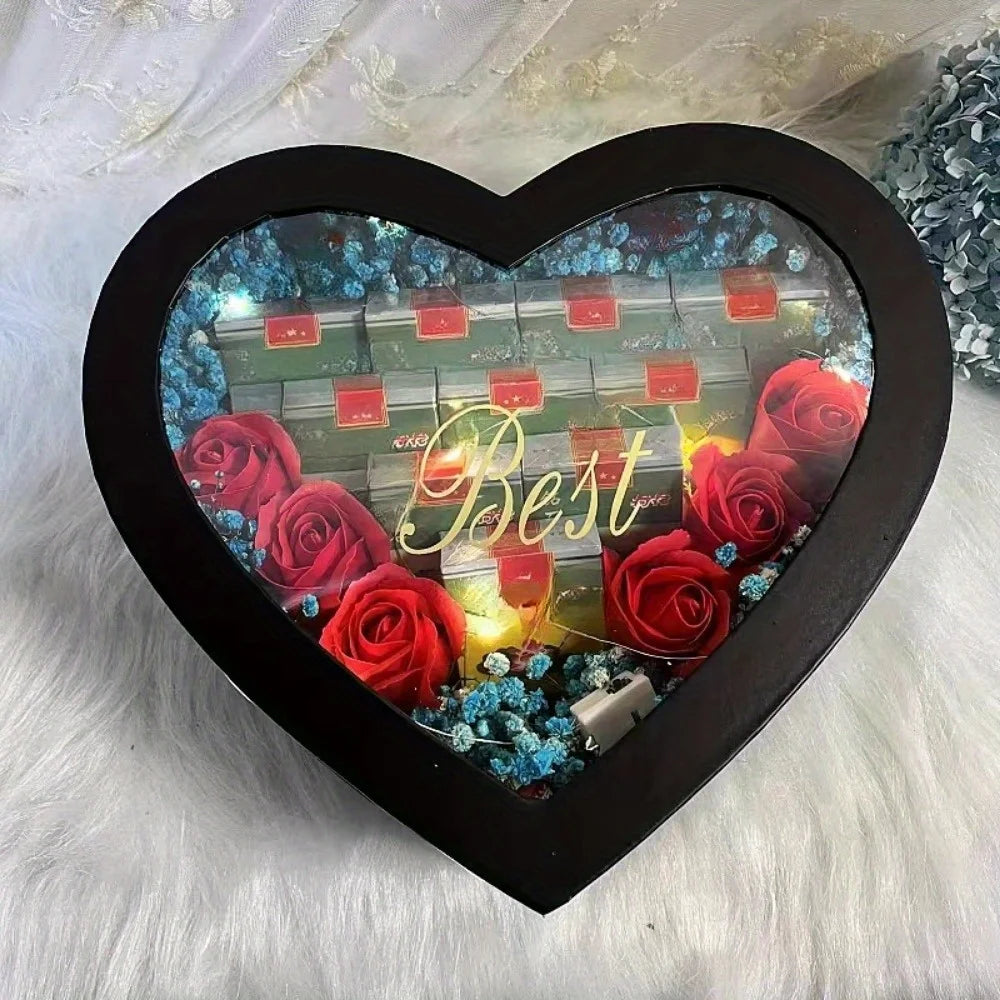 1PC Heart Shaped Flower Box Transparent Floral Gift Box With Lid Multifunctional Cookies Package Case Valentine'S Day Gift Box