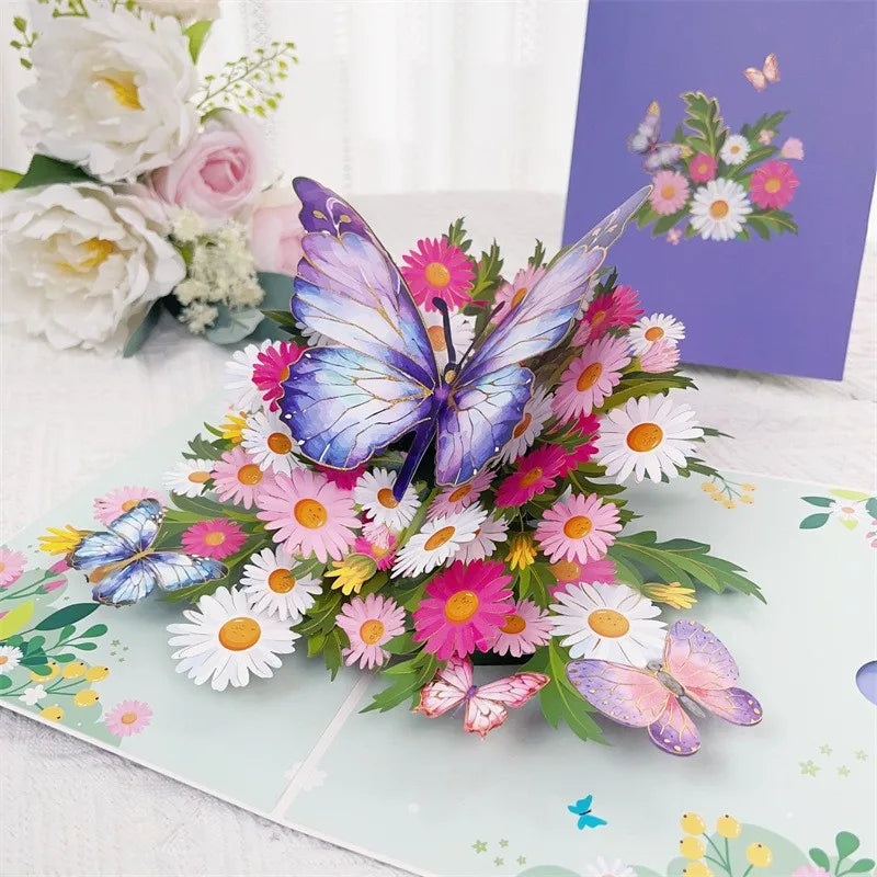 3D Butterfly Pop Up Greeting Cards Postcard For Valentine's Day, Mother, Anniversary, Wedding Invitation Greeting, Birthday Gift