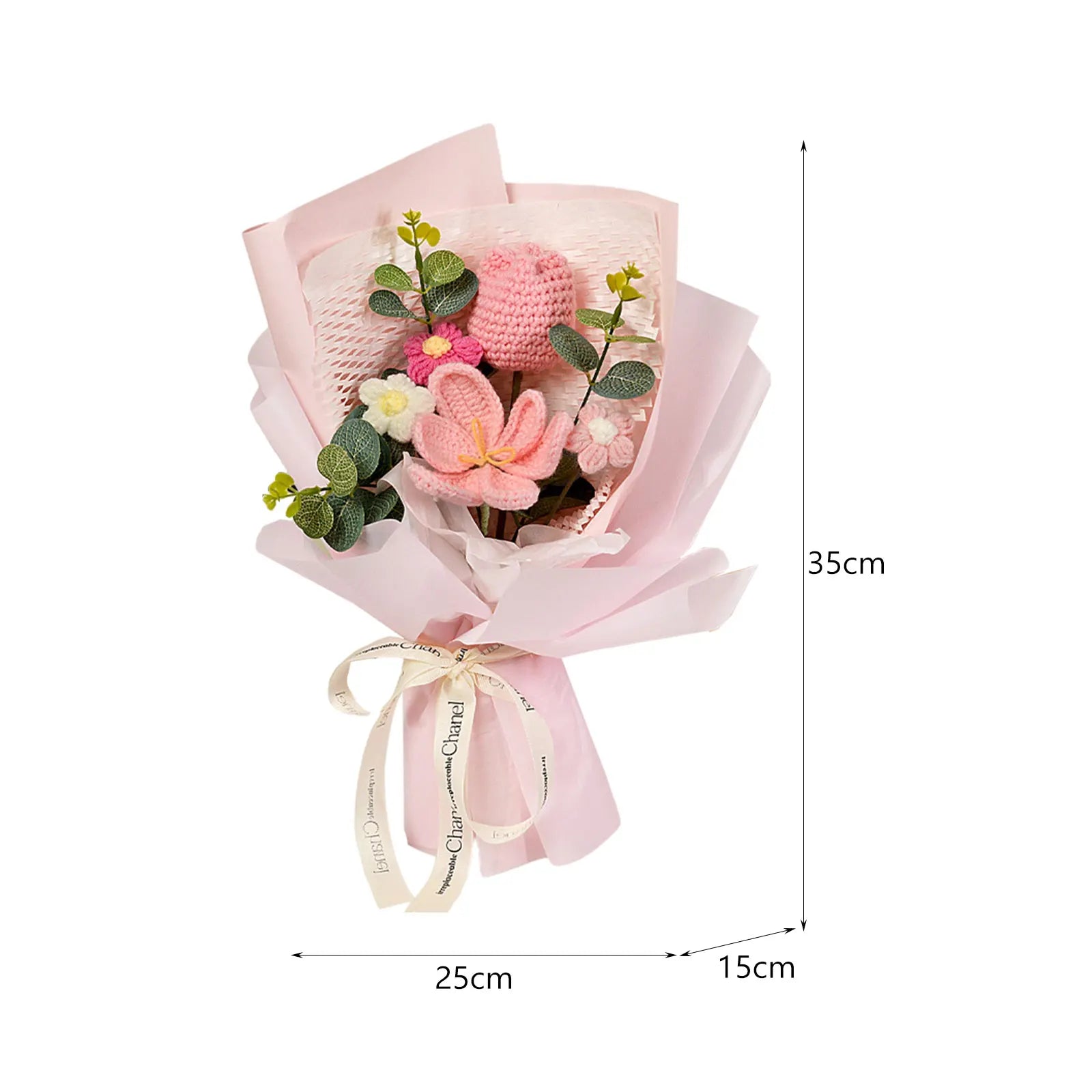 Knitted Flower Finished Home Decoration Crochet Flower Bouquet for Teacher’ Day Birthday Anniversary Thanksgiving Day Women